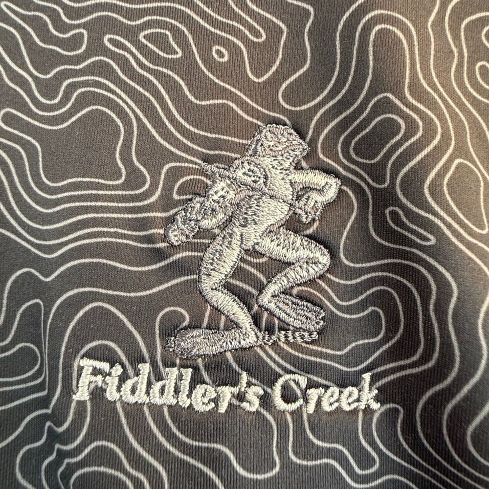 Chase 54 Fiddlers Creek Golf Polo Shirt Gray Topographic Print Size Large - Picture 4 of 8